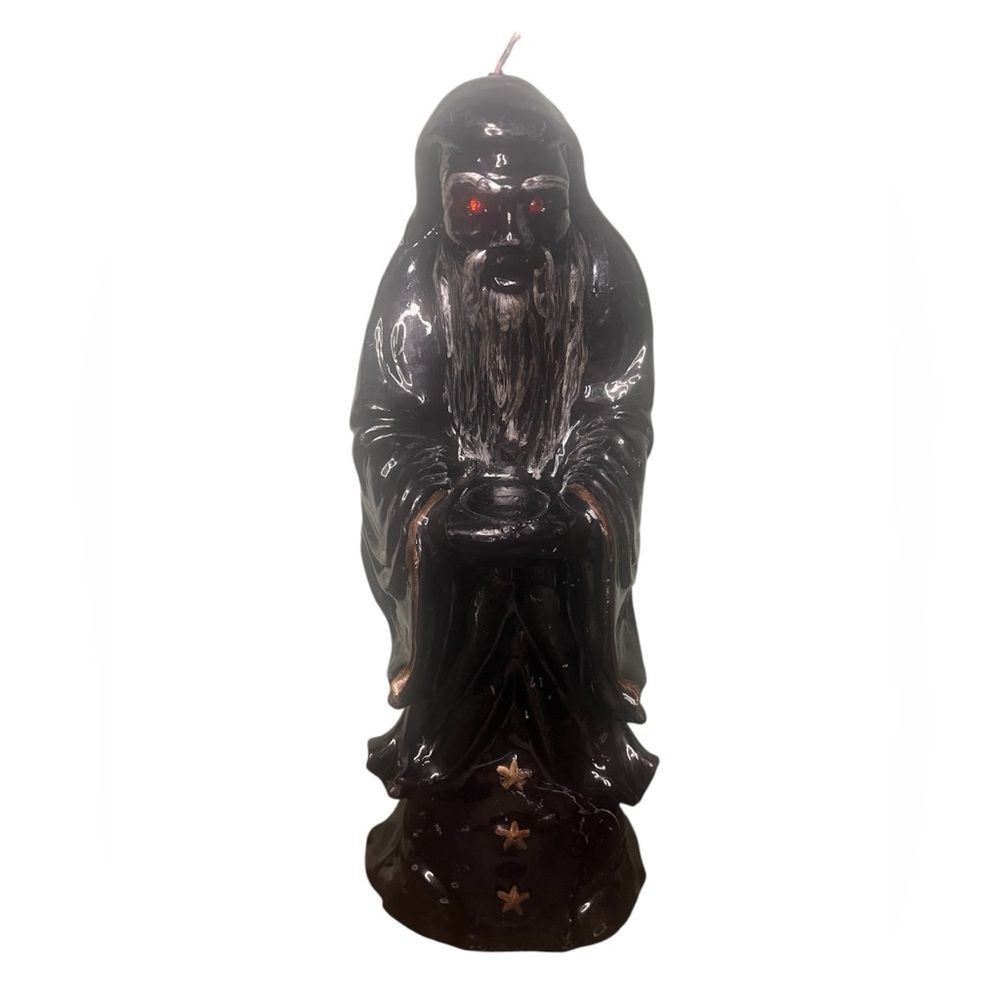 Vintage 1970's Unburned 13 Inch Wizard Candle ruby red glass eyes